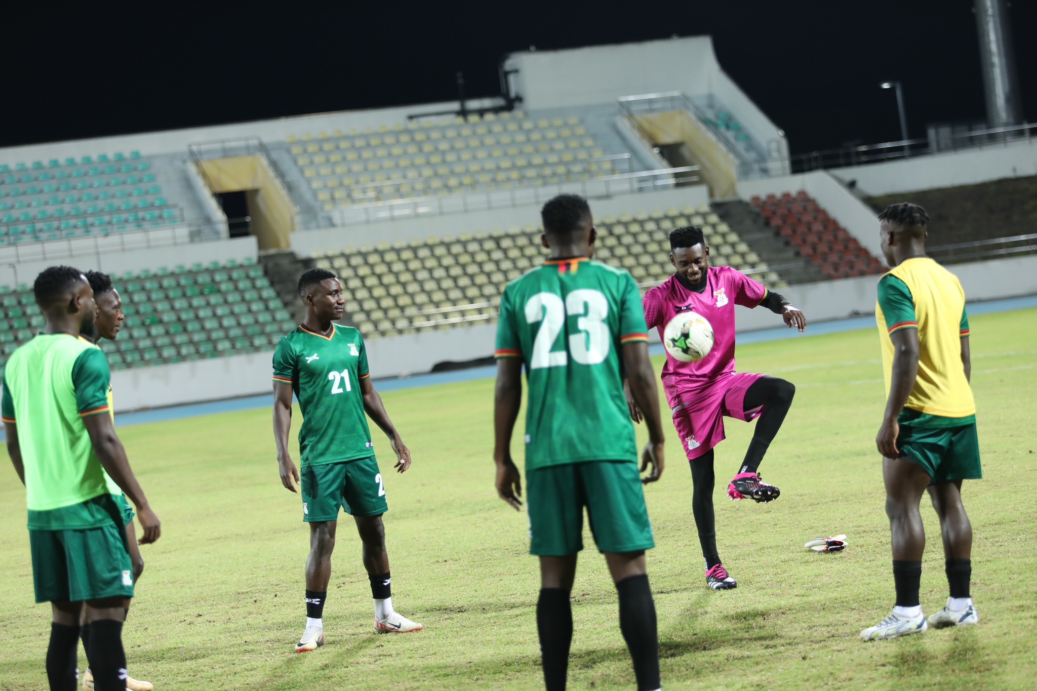 Chipolopolo's Nighttime Training Session at Stade Omnisports de Malouizini