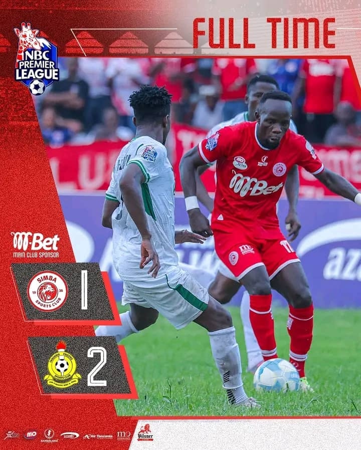 CLATOUS CHAMA LATE GOAL NOT ENOUGH AS SIMBA SC FALL 2-1 TO TANZANIA PRISONS