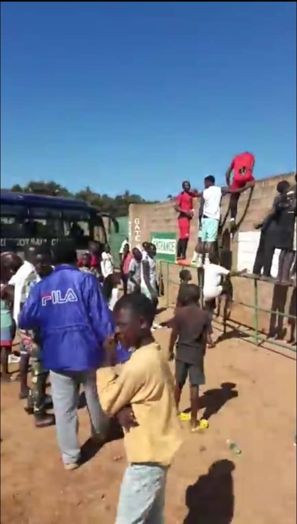 NKWAZI FOOTBALL CLUB DENIED ENTRY AT THE GATE A FEW MINUTES BEFORE THE GAME IS SCHEDULED TO START