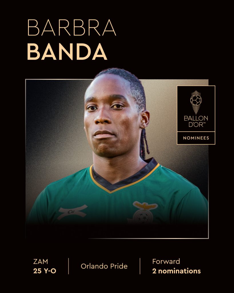 Zambia’s Barbra Banda Secures Back-To-Back Ballon d’Or Nominations